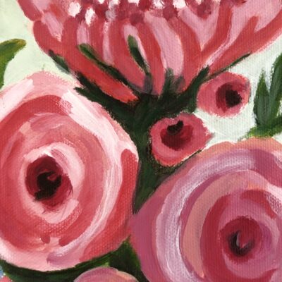 Canvas Painting of Flower bouquet in glass vase