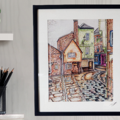 Framed Giclee York Art Print- kings Court