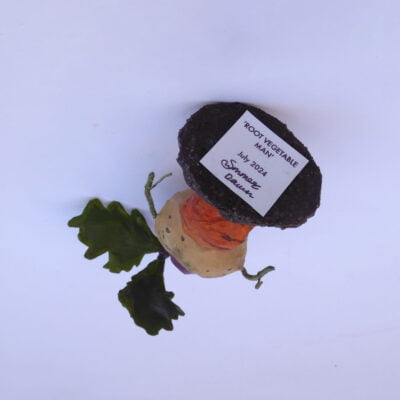 Papier-Mache Root Vegetable Man Sculpture